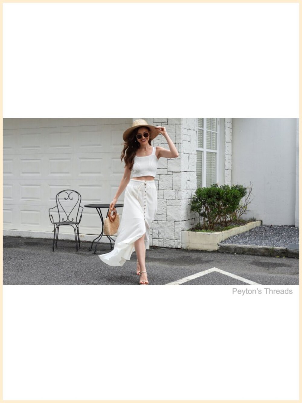 Women's Elastic Waist Button Down Maxi Skirt Casual Loose Flowy Swing Slit Front - Picture 6 of 6